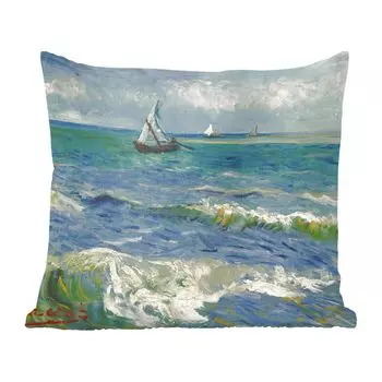 Декоративная подушка MuchoWow, подушка для дивана, декоративная подушка для гостиной, 45 х 45 см, морской пейзаж в Ле-Сент-Мари-де-ла-Мер - Винсент Ван Гог - чехлы для подушек - декоративные чехлы для подушек - декоративные чехлы для подушек