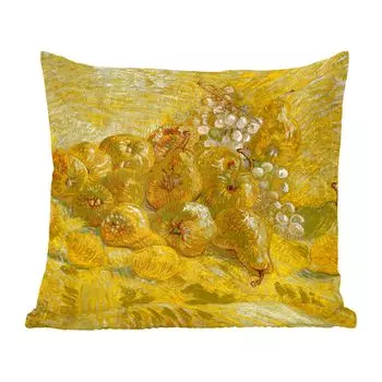 Декоративная подушка MuchoWow, подушка для дивана, декоративная подушка для гостиной, 60 х 60 см, айва, лимоны, груши и виноград - Винсент Ван Гог - чехол на подушку - хлопчатобумажная ткань - декоративные чехлы на подушки