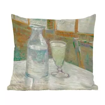 Декоративная подушка MuchoWow, подушка для дивана, декоративная подушка для гостиной, 60 х 60 см, журнальный столик с абсентом - Винсент Ван Гог - чехол на подушку - хлопчатобумажная ткань - декоративные наволочки