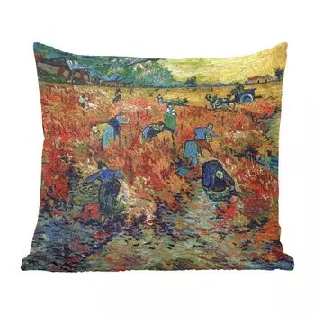 Декоративная подушка MuchoWow, подушка для дивана, декоративная подушка для гостиной, 60 x 60 см, Красный виноградник - Винсент Ван Гог - чехол на подушку - хлопковая ткань - декоративные чехлы на подушки