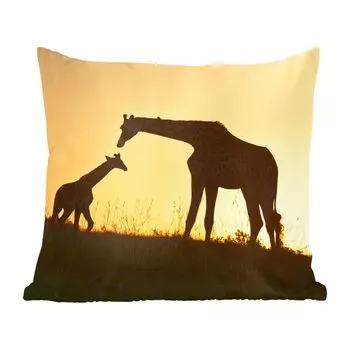 Декоративная подушка MuchoWow, подушка для дивана, декоративная подушка для гостиной, 60 x 60 см, жираф - вырезка из бумаги - теленок - чехол на подушку - хлопчатобумажная ткань - декоративные наволочки