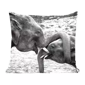 Декоративная подушка MuchoWow, подушка для дивана, декоративная подушка для гостиной, 60 x 60 см, плюшевые слоны в черно-белом цвете - чехол на подушку - хлопчатобумажная ткань - декоративные чехлы на подушки, мультиколор