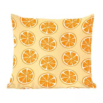 Декоративная подушка MuchoWow, подушка для дивана, декоративная подушка для гостиной, 60 х 60 см, фруктовый, оранжевый, тропический, чехол на подушку, хлопчатобумажная ткань, декоративные чехлы на подушки