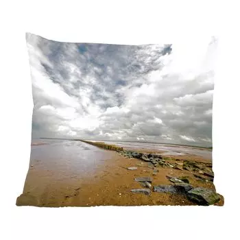 Декоративная подушка MuchoWow, подушка для дивана, декоративная подушка для гостиной, 60 x 60 см, камень - море - Фризские острова - чехол на подушку - хлопчатобумажная ткань - декоративные наволочки