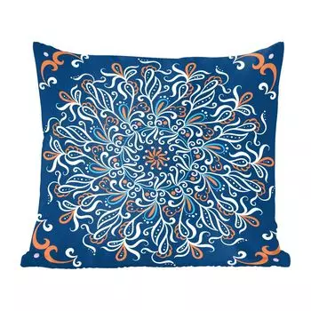 Декоративная подушка MuchoWow, подушка для дивана, декоративная подушка для гостиной, 60 x 60 см, мандала - синий - узор - чехол на подушку - хлопчатобумажная ткань - декоративные наволочки