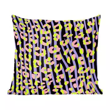 Декоративная подушка MuchoWow, подушка для дивана, декоративная подушка для гостиной, 60 x 60 см, принт пантеры - зебра - неон - чехол на подушку - хлопчатобумажная ткань - декоративные наволочки