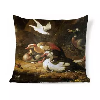 Декоративная подушка MuchoWow, подушка для дивана, декоративная подушка для гостиной, 60 x 60 см, утки - Melchior d'Hondecoeter - чехол на подушку - хлопчатобумажная ткань - декоративные наволочки