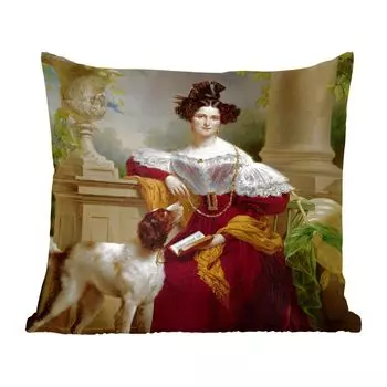 Декоративная подушка MuchoWow, подушка для дивана, декоративная подушка для гостиной, 60 х 60 см, портрет Алиды Кристины Ассинк - картина Яна Адама Круземана - чехол на подушку - хлопчатобумажная ткань - декоративные наволочки, мультиколор
