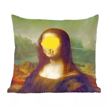 Декоративная подушка MuchoWow, подушка для дивана, декоративная подушка для гостиной, 60 х 60 см, Мона Лиза - Леонардо да Винчи - искусство - чехол на подушку - хлопчатобумажная ткань - декоративные наволочки, мультиколор