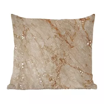 Декоративная подушка MuchoWow, подушка для дивана, декоративная подушка для гостиной, 60 х 60 см, мрамор, коричневый, люкс, чехол на подушку, хлопчатобумажная ткань, декоративные чехлы на подушки