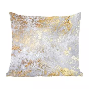 Декоративная подушка MuchoWow, подушка для дивана, декоративная подушка для гостиной, 60 х 60 см, мрамор, золото, серый, чехол на подушку, хлопчатобумажная ткань, декоративные чехлы на подушки
