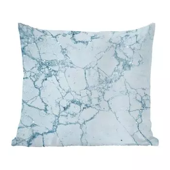 Декоративная подушка MuchoWow, подушка для дивана, декоративная подушка для гостиной, 50 х 50 см, мрамор, синий, узор, чехлы на подушки, украшение, спальня