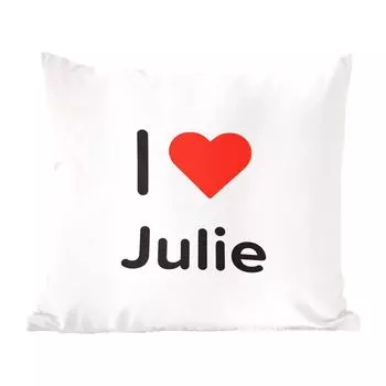 Декоративная подушка MuchoWow, подушка для дивана, декоративная подушка для гостиной, 60 x 60 см, I love - Julie - Girl - чехол на подушку - хлопчатобумажная ткань - декоративные наволочки