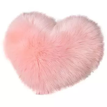 Декоративная подушка Нечеткая длинная подушка из искусственного меха в форме сердца Пушистый диван Украшение для спальни Подушка для поясничной спины Хозяйственные товары Светло-розовый Stuttg