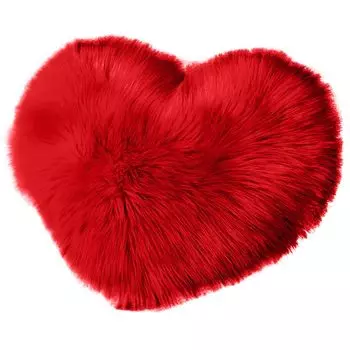 Декоративная подушка Нечеткая длинная подушка из искусственного меха в форме сердца в форме сердца Пушистый диван Украшение для спальни Подушка для поясничной спины Хозяйственные товары-красный Stuttg