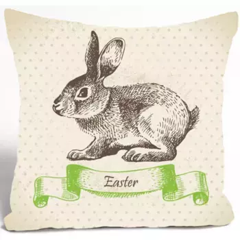 Декоративная подушка Queence «Базо», милый зайчик, чехол без наполнения, 1 шт, цвет grn + bedruckt