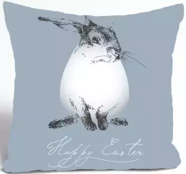 Декоративная подушка Queence "Benson", сладкий зайчик, чехол без наполнителя, 1 шт 40х40 см, черный/белый
