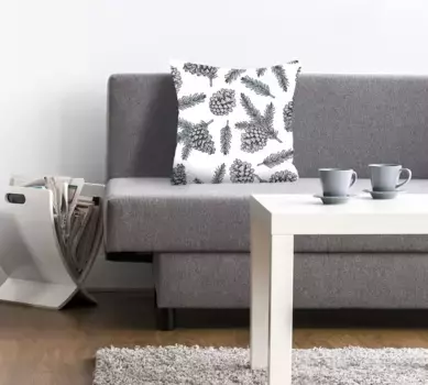 Декоративная подушка Queence "Diego", с шишками и ветками, чехол без наполнения, 1 шт 40х40 см, серый