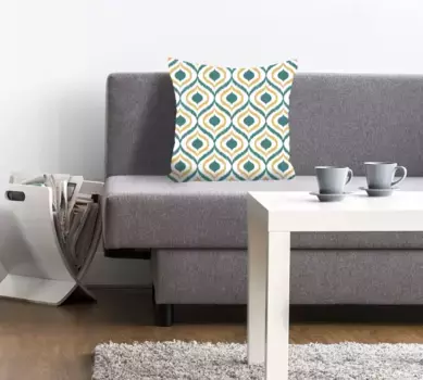 Декоративная подушка Queence "Frido", с абстрактными формами, чехол без наполнения, 1 штука 40х40 см, желтый/бирюзовый