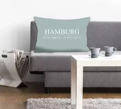 Декоративная подушка Queence "Гамбург", с надписью, чехол без наполнения, 1 шт 40х60 см, бирюзовый