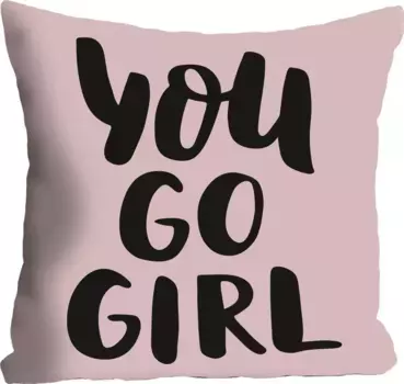 Декоративная подушка Queence "Go Girl", чехол на подушку без наполнителя, 1 шт 40х40 см, цвет bunt + bedruckt