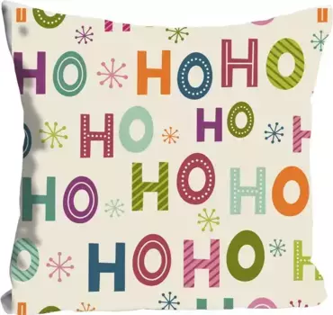 Декоративная подушка Queence "HOHOHO", рождественская надпись, чехол без наполнителя, 1 шт 40х40 см, цвет bunt + bedruckt