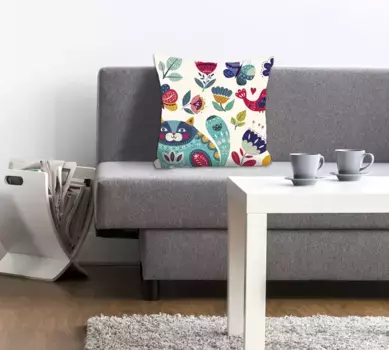 Декоративная подушка Queence "Ильма", с ориентальным котом, чехол без наполнения, 1 шт 40х40 см, цвет bunt + bedruckt