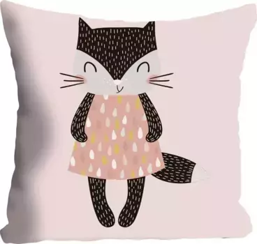Декоративная подушка Queence "Кошка", чехол без наполнителя, 1 шт 40х40 см, цвет bunt + bedruckt