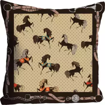 Декоративная подушка Queence "Лошади", чехол без наполнения, 1 шт 40х40 см, цвет bunt + bedruckt