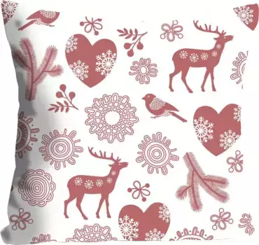 Декоративная подушка Queence "Любовь", с животными и сердечками, чехол без наполнения, 1 шт 40х40 см, цвет rotbuchefarben + bedruckt