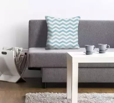 Декоративная подушка Queence "Мариус", с зигзагообразными линиями, чехол без наполнителя, 1 шт 40х40 см, бирюзовый