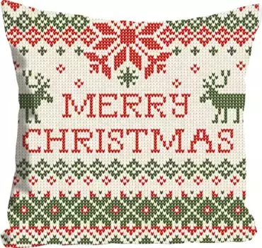 Декоративная подушка Queence "MERRY CHRISTMAS", с рождественской надписью, чехол без наполнения, 1 штука 40х40 см, цвет bunt + bedruckt