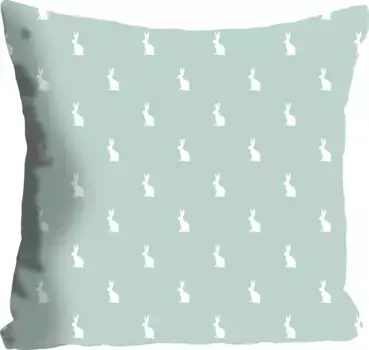 Декоративная подушка Queence "Мишель", с кроликами, чехол без наполнения, 1 шт 40х40 см, цвет pastellmint + bedruckt