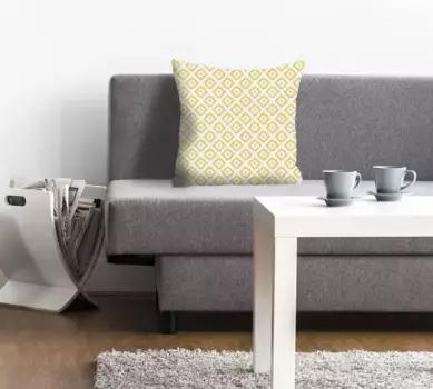 Декоративная подушка Queence "Нина", с квадратиками, чехол без наполнения, 1 шт 40х40 см, цвет gelb + bedruckt