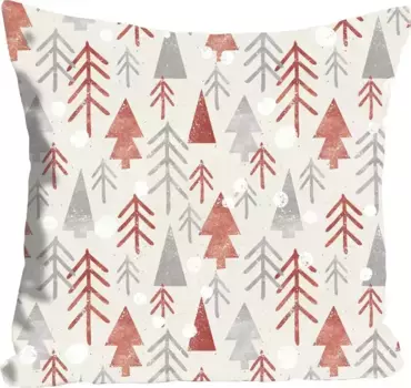 Декоративная подушка Queence "Паскаль", с лесом, чехол без наполнения, 1 шт 40х40 см, оранжевый