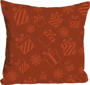 Декоративная подушка Queence "Подарки", с красными рождественскими подарками, чехол без наполнителя, 1 шт 40х40 см, красный