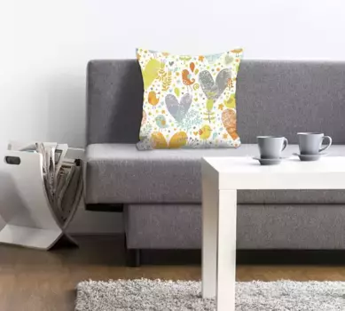 Декоративная подушка Queence "Семента", с разноцветными сердечками, чехол без наполнения, 1 шт 40х40 см, цвет bunt + bedruckt