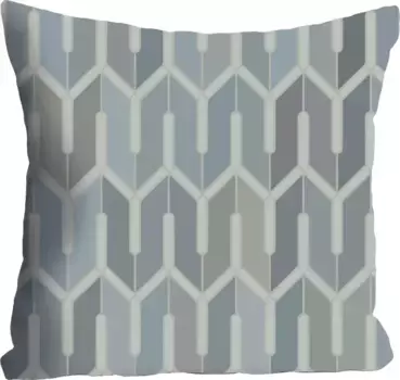 Декоративная подушка Queence "Серый", с графическим рисунком, чехол без наполнения, 1 шт 40х40 см, серый/синий