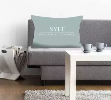 Декоративная подушка Queence "Sylt", с надписью, чехол без наполнителя, 1 шт 40х60 см, бирюзовый