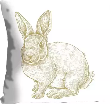 Декоративная подушка Queence "Торге", с пушистым зайчиком, чехол без наполнения, 1 шт 40х40 см, цвет goldfarben + bedruckt