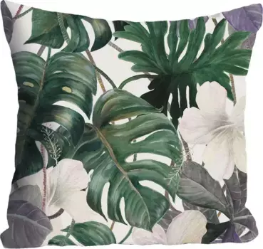 Декоративная подушка Queence "Ветки и цветы", чехол без наполнителя, 1 шт. 40х40 см, цвет bunt + geblmt