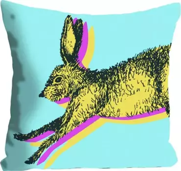 Декоративная подушка Queence "Забавный зайчик", с забавным зайчиком, чехол без наполнения, 1 шт 40х40 см, цвет bunt + bedruckt