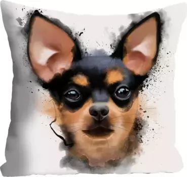 Декоративная подушка Queence "Zwergpintscher", чехол без наполнения, 1 шт 40х40 см, цвет bunt + bedruckt