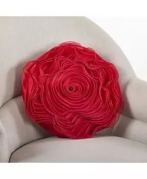 Декоративная подушка "Роза", круглая, 16 дюймов Saro Lifestyle, красный