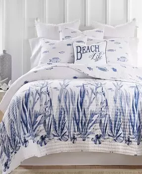 Декоративная подушка с вышивкой Indigo Tide, 18 x 14 дюймов Levtex, синий