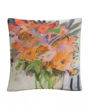 Декоративная подушка Sheila Golden Floral Bouquet с акварельным мотивом, 16 x 16 дюймов Baldwin, мультиколор