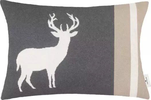 Декоративная подушка TOM TAILOR HOME "Северный олень", из высококачественного хлопка, чехол без наполнителя, 1 шт 60х40 см, серый/антрацит