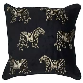 Декоративная подушка VELVET Tiger Black Gold 45х45см с наполнителем Mars & More KI143