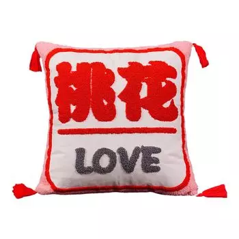 Декоративная подушка в китайском стиле с вышивкой, квадратная помолвка/свадебный диван, постельное белье, плюшевая подушка, декор с кисточками для спальни-D Stuttg