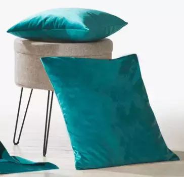 Декоративная подушка Weckbrodt "Валентин", имитация бархата, велюр, однотонные цвета, чехол без наполнителя 40х40 см, цвет petrol + unifarben